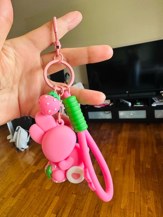 Strawberry Rabbit Silicone Keychain - Picture 2 of 7